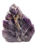 Buddha Head on leaf handmade carving in Amethyst gemstone - serene and meditating Lord Buddha face - crystal/reiki/healing - 5.5 inches and 1.13 kgs