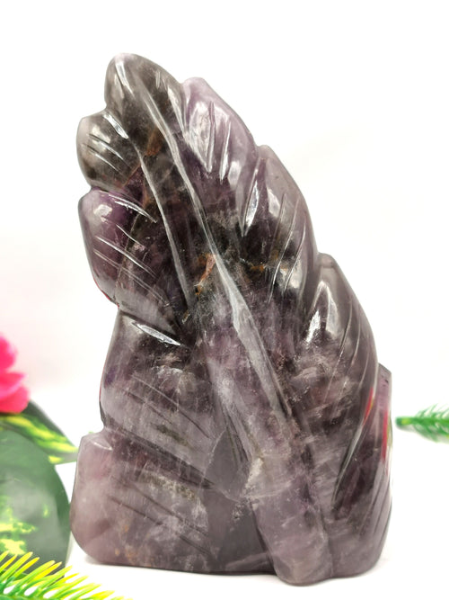 Carving of Buddha head in Amethyst - handmade carving of serene and meditating Lord Buddha face - crystal/reiki/healing - 5 inches and 0.60 kgs