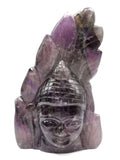 Carving of Buddha head in Amethyst - handmade carving of serene and meditating Lord Buddha face - crystal/reiki/healing - 5 inches and 0.60 kgs