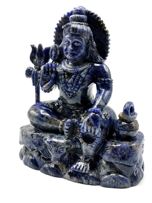 Sodalite Shiva Handmade Carving - Lord Shivshankar in crystals and gemstones | Reiki/Chakra/Healing/Energy - 6 inches and 1.15 kgs (2.53 lb)
