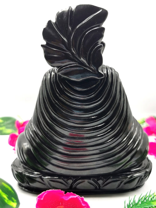 Buddha statue in Black agate gemstone hand carved - carving of serene and meditating Lord Buddha - crystal/reiki/chakra - 6 inch and 1.39 kg (3.06 lb)