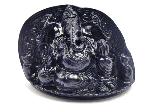 Blue Sandstone Carving of Ganesh - Lord Ganesha Idol in Crystals/Gemstone - Reiki/Chakra/Healing/Energy - 5.5 in and 0.76 kg (1.67 lb)