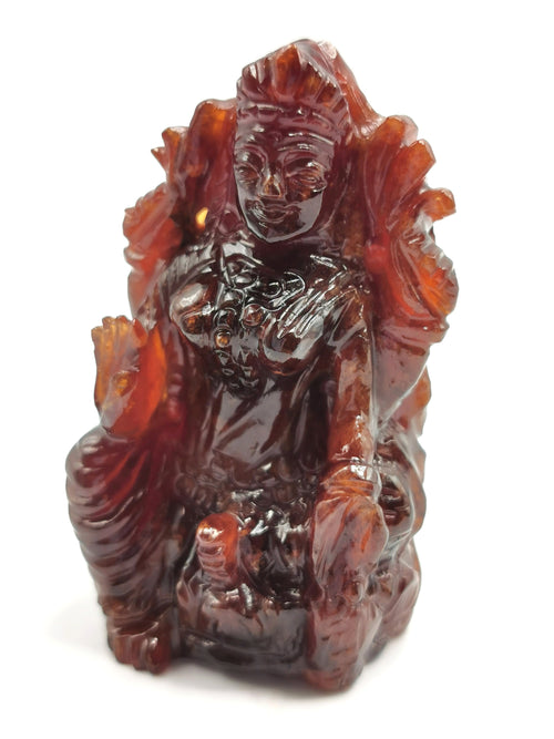 Lakshmi statue in hessonite garnet (gomed) - Goddess Laxmi carving 2 inches and 356 carats - home decor figurine - ONE STATUE ONLY