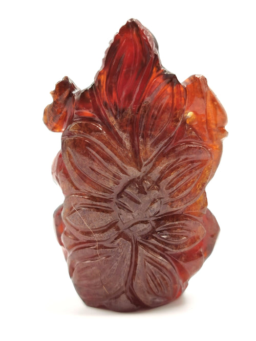 Saraswati carving in hessonite garnet (gomed) stone - Goddess of Learning idol/statue in gemstones and crystals - 2.25 inches and 297 carats