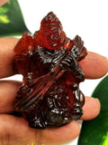 Saraswati carving in hessonite garnet (gomed) stone - Goddess of Learning idol/statue in gemstones and crystals - 2.25 inches and 297 carats