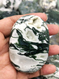 Natural Moss Agate palm stones - ONE PIECE ONLY - crystal/chakra/reiki/healing - 3 inches and 130 gms weight