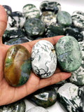 Natural Moss Agate palm stones - ONE PIECE ONLY - crystal/chakra/reiki/healing - 3 inches and 130 gms weight