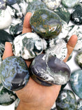 Natural Moss Agate palm stones - ONE PIECE ONLY - crystal/chakra/reiki/healing - 3 inches and 130 gms weight