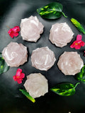 Rose Quartz gemstone hand carved rose flower carvings - crystal/gemstone/reiki/chakra/healing - ONE PIECE ONLY - 3 inches and 275 gms (0.60  lb)