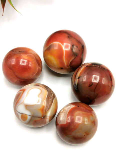 Fire Agate gemstone sphere/ball - Energy/Reiki/Crystal Healing - 1.75 inches (4.37 cms) diameter and 150 gms - ONE PIECE ONLY