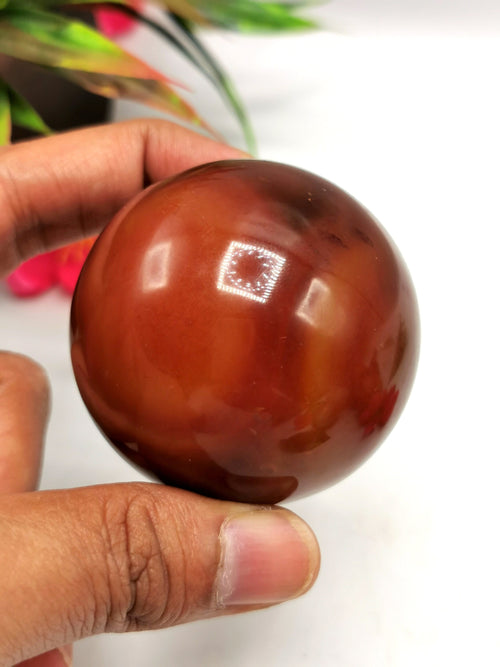 Fire Agate gemstone sphere/ball - Energy/Reiki/Crystal Healing - 1.75 inches (4.37 cms) diameter and 150 gms - ONE PIECE ONLY