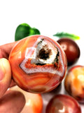 Fire Agate gemstone sphere/ball - Energy/Reiki/Crystal Healing - 1.75 inches (4.37 cms) diameter and 150 gms - ONE PIECE ONLY
