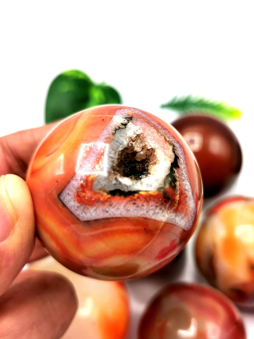 Fire Agate gemstone sphere/ball - Energy/Reiki/Crystal Healing - 1.75 inches (4.37 cms) diameter and 150 gms - ONE PIECE ONLY