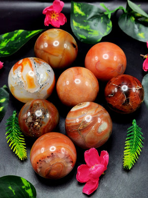 Beautiful Fire Agate stone sphere/ball - Energy/Reiki/Crystal Healing - 1.8 inches (4.5 cms) diameter and 175 gms - ONE PIECE ONLY