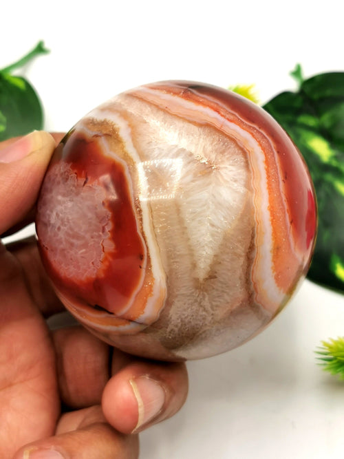 Splendid Fire Agate stone sphere/ball - Energy/Reiki/Crystal Healing - 2.5 inches (6.25 cms) diameter and 300 gms - ONE PIECE ONLY