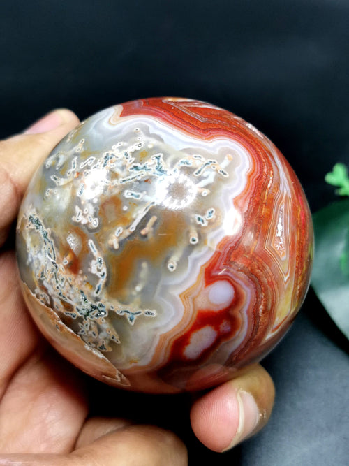 Fire Agate stone sphere/ball - Energy/Reiki/Crystal Healing - 2.5 inches (6.25 cms) diameter and 290 gms - ONE PIECE ONLY