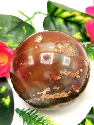 Exotic Fire Agate stone sphere/ball - Energy/Reiki/Crystal Healing - 2.5 inches (6.25 cms) diameter and 430 gms - ONE PIECE ONLY