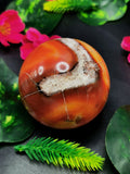 Gemstone Fire Agate stone sphere/ball - Energy/Reiki/Crystal Healing - 2.5 inches (6.25 cms) diameter and 370 gms - ONE PIECE ONLY