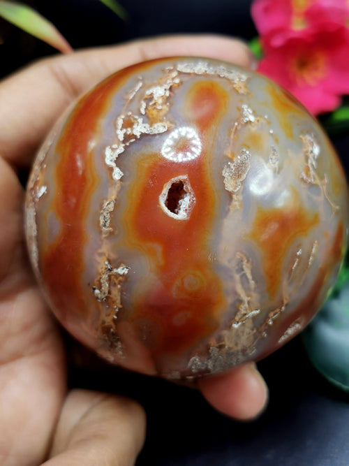 Spheres in amazing Fire Agate - Energy/Reiki/Crystal Healing - 2.5 inches (6.25 cms) diameter and 410 gms - ONE PIECE ONLY