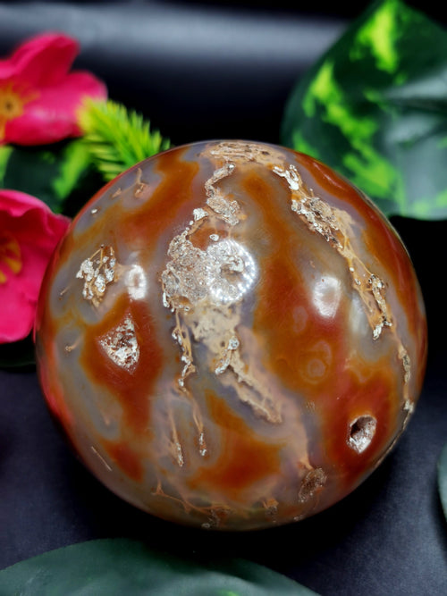 Spheres in amazing Fire Agate - Energy/Reiki/Crystal Healing - 2.5 inches (6.25 cms) diameter and 410 gms - ONE PIECE ONLY
