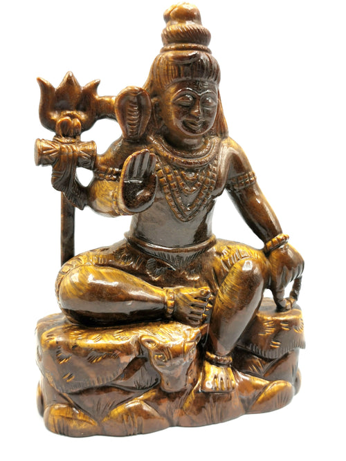 Shiva Handmade in Tiger Eye Carving - Lord Shivshankar in crystals and gemstones | Reiki/Chakra/Healing/Energy - 6.5 inches and 890 gms