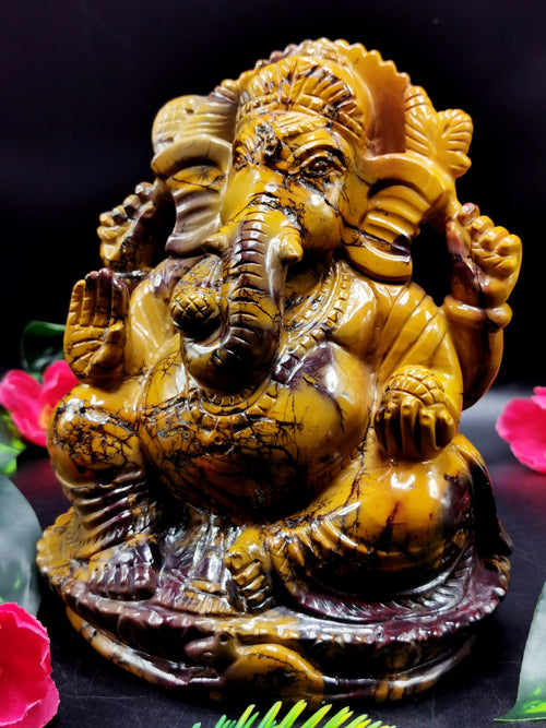 Mookaite Jasper Handmade Carving of Ganesh - Lord Ganesha Idol/Murti in Crystals and Gemstones -Reiki/Chakra/Healing -7 inches and 1.45 kg