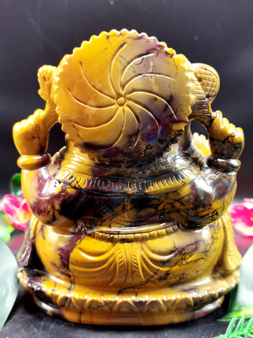Mookaite Jasper Handmade Carving of Ganesh - Lord Ganesha Idol/Murti in Crystals and Gemstones -Reiki/Chakra/Healing -7 inches and 1.45 kg