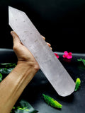 Large 8-face Clear Quartz point/wand/tower -handmade carvings - energy/chakra/reiki - 12 in (30 cms) height and 1.79 kg (3.94 lb)