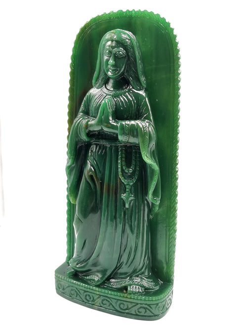 Mother Mary beautiful carving in natural Columbian Jade stone | hand carved in gemstones | crystal/reiki - 10 inches and 1.54 kgs (3.39 lb)