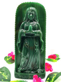 Mother Mary beautiful carving in natural Columbian Jade stone | hand carved in gemstones | crystal/reiki - 10 inches and 1.54 kgs (3.39 lb)