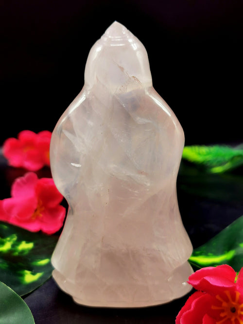 Rose Quartz Guanyin - handmade carving of Kwan Yin in standing posture - crystal/reiki/healing - 4.5 inches and 275 gms (0.61 lb)