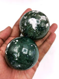 Gemstone moss agate spheres - Energy/Reiki/Crystal Healing - 2.5 inches (6.25 cms) diameter and 210 gms - ONE PIECE ONLY