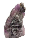 Carving of Buddha head in Amethyst - handmade carving of serene and meditating Lord Buddha face - crystal/reiki/healing - 5 inches and 0.60 kgs