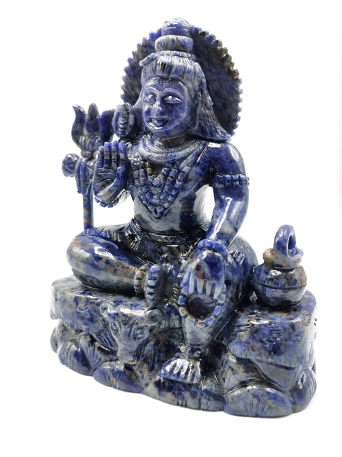Sodalite Shiva Handmade Carving - Lord Shivshankar in crystals and gemstones | Reiki/Chakra/Healing/Energy - 6 inches and 1.15 kgs (2.53 lb)