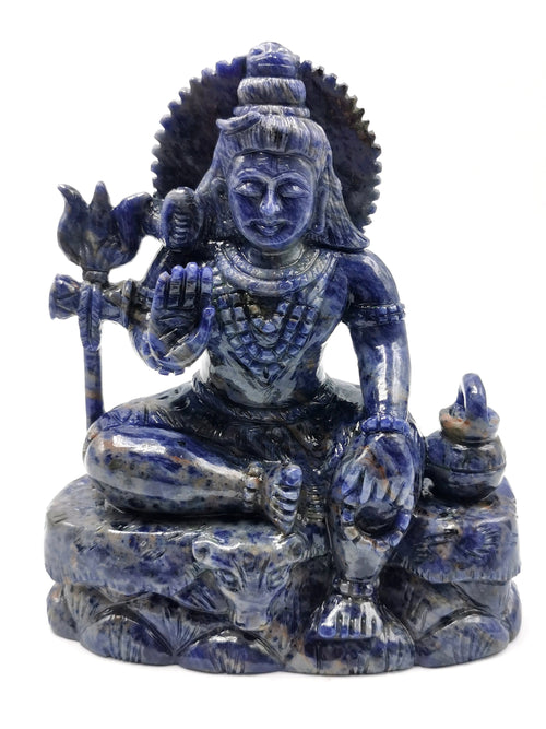 Sodalite Shiva Handmade Carving - Lord Shivshankar in crystals and gemstones | Reiki/Chakra/Healing/Energy - 6 inches and 1.15 kgs (2.53 lb)