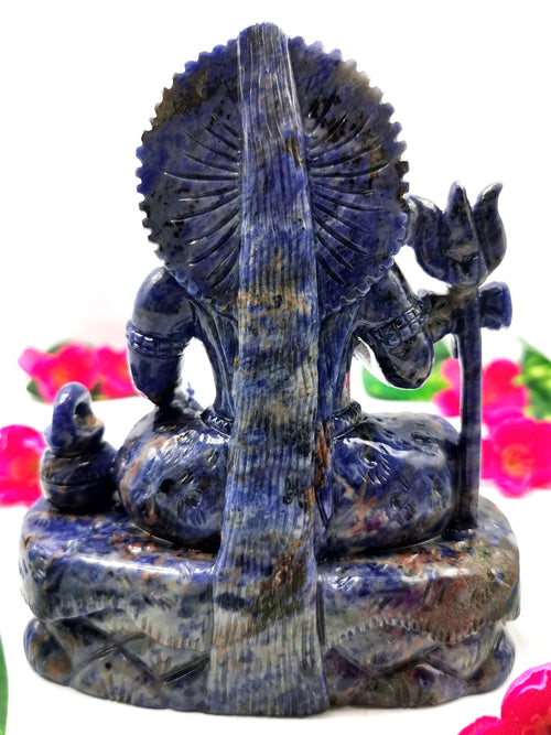 Sodalite Shiva Handmade Carving - Lord Shivshankar in crystals and gemstones | Reiki/Chakra/Healing/Energy - 6 inches and 1.15 kgs (2.53 lb)