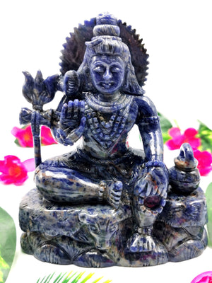 Sodalite Shiva Handmade Carving - Lord Shivshankar in crystals and gemstones | Reiki/Chakra/Healing/Energy - 6 inches and 1.15 kgs (2.53 lb)