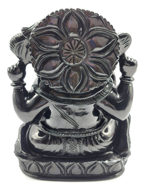 Majestic Black Agate gemstone Carving of Ganesh - Lord Ganesha Idol in Crystals/Gemstone - Reiki/Chakra/Healing/Energy - 6 in and 1.56 kg (3.43 lb)
