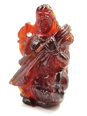 Saraswati carving in hessonite garnet (gomed) stone - Goddess of Learning idol/statue in gemstones and crystals - 2.25 inches and 297 carats