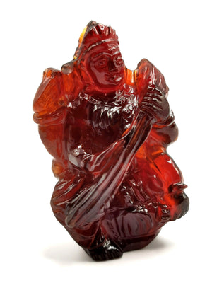 Saraswati carving in hessonite garnet (gomed) stone - Goddess of Learning idol/statue in gemstones and crystals - 2.25 inches and 297 carats