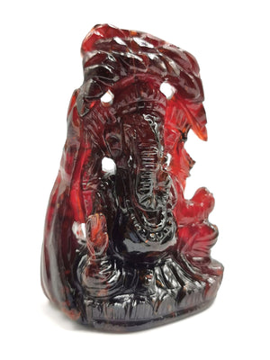 Hessonite Garnet Handmade Carving of Ganesh - Lord Ganesha Idol/Murti in Crystals and Gemstones -Reiki/Chakra/Healing - 3 in and 581 carats