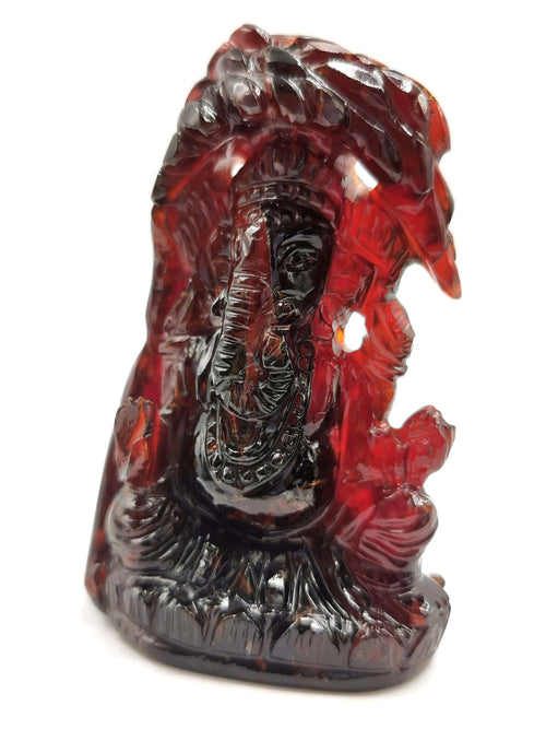 Hessonite Garnet Handmade Carving of Ganesh - Lord Ganesha Idol/Murti in Crystals and Gemstones -Reiki/Chakra/Healing - 3 in and 581 carats