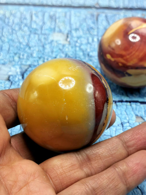 Yellow / Purple Mookaite Jasper stone sphere/ball - Energy/Reiki/Crystal Healing - 2 inches diameter and 130 gms (0.29 lb) - ONE PIECE ONLY