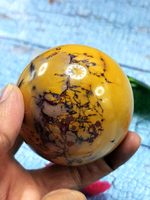 Spheres / Ball in Jasper Mookaite - Energy/Reiki/Crystal Healing - 3 inches diameter and 410 gms (0.90 lb) - ONE PIECE ONLY