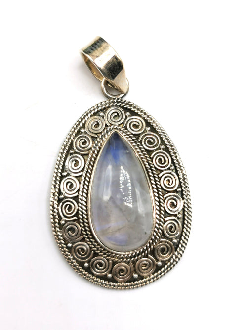 Rainbow moonstone designer pendant in 925 sterling silver - gemstone/crystal gift |Mother's Day/engagement/wedding/anniversary/birthday gift