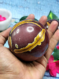 Gemstone Mookaite Jasper stone sphere/ball - Energy/Reiki/Crystal Healing - 3 inch diameter and 435 gms (0.96 lb) - ONE PIECE ONLY