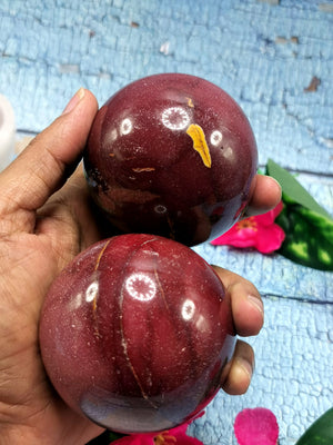 Natural Mookaite Jasper stone sphere/ball - Energy/Reiki/Crystal Healing - 3 inch diameter and 275 gms (0.61 lb) - ONE PIECE ONLY