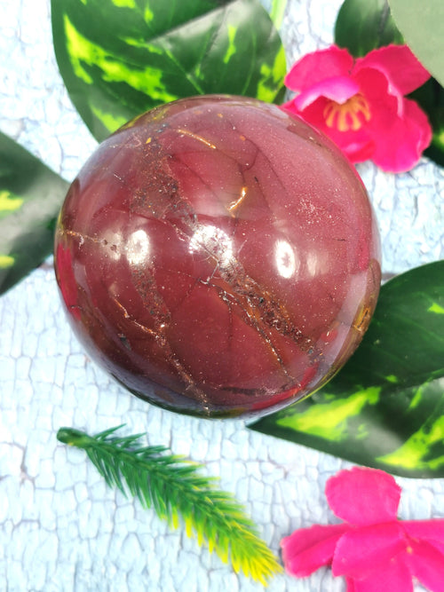 Mookaite Jasper stone sphere/ball - Energy/Reiki/Crystal Healing - 3 inch diameter and 505 gms (1.11 lb) - ONE PIECE ONLY