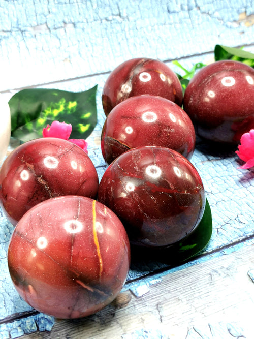 Amazing natural gemstone Mookaite Jasper stone sphere/ball - Energy/Reiki/Crystal Healing - 2.5 inch diameter and 245 gms (0.54 lb) - ONE PIECE ONLY