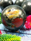 Bloodstone Jasper crystal ball - Energy/Reiki/Crystal Healing - 2.5 inch diameter and 275 gms (0.61 lb) -ONE PIECE ONLY